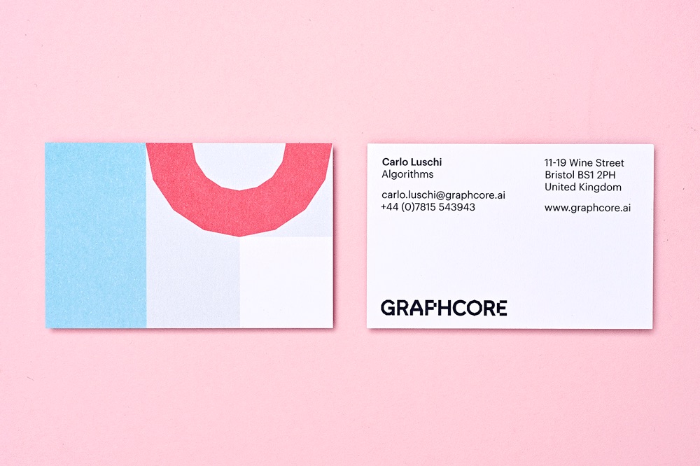 A business card with generated graphical elements